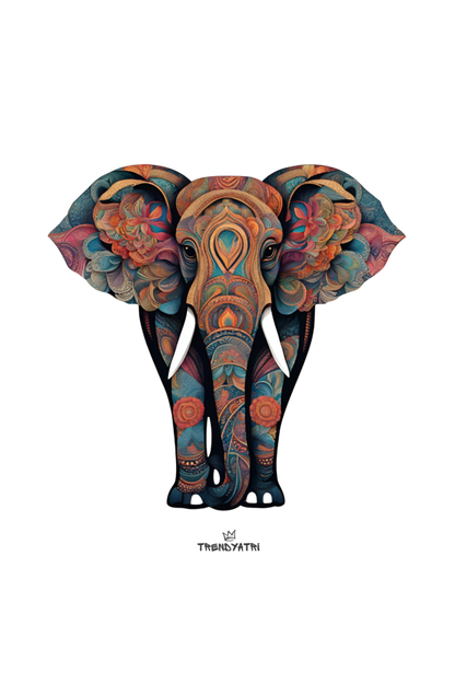 COLOURFUL ELEPHANT LARGE TOTE BAG, MULTIPOCKET TOTE