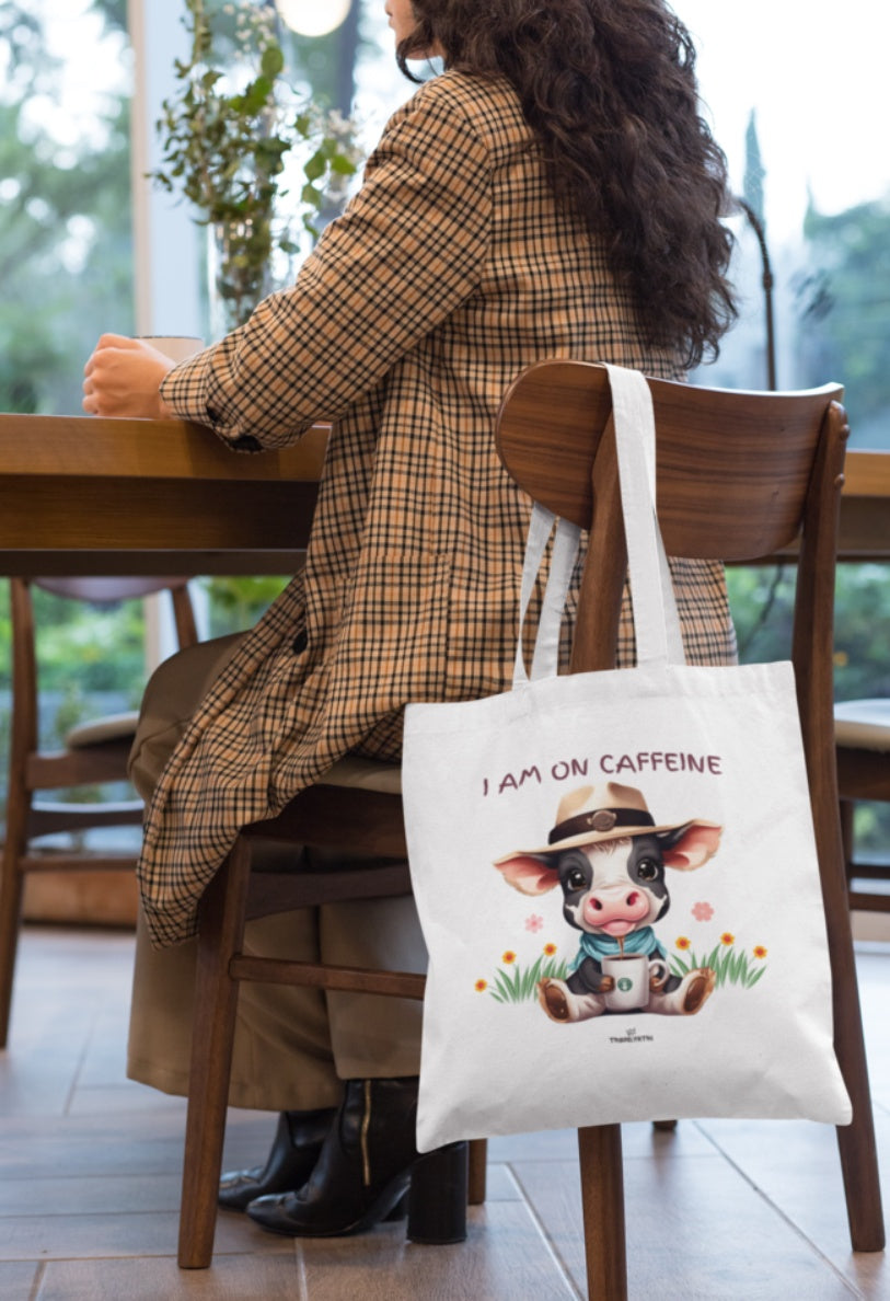 CUTE COW TOTE BAG, CANVAS TOTE BAG FOR COLLEGE,WORK,GYM,SHOPPING