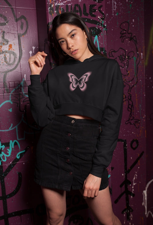 Women's Premium Butterfly Crop Hoodie