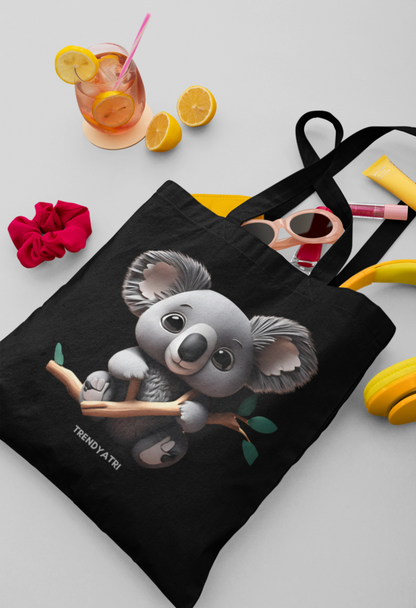 CUTE KOALA TOTE BAG, COLLEGE, GYM, WORK MULTIPURPOSE TOTE BAG WITH ZIPPER