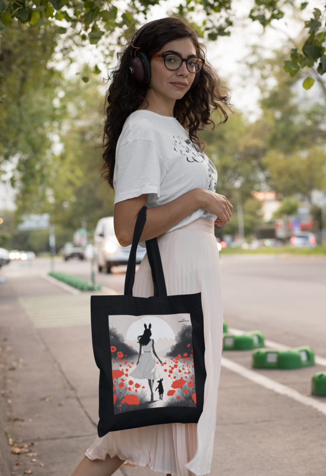 DEER LADY TOTE BAG, CANVAS TOTE FOR DAILY USE