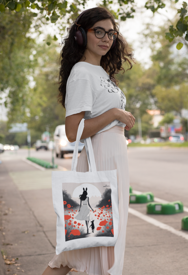 DEER LADY TOTE BAG, CANVAS TOTE FOR DAILY USE