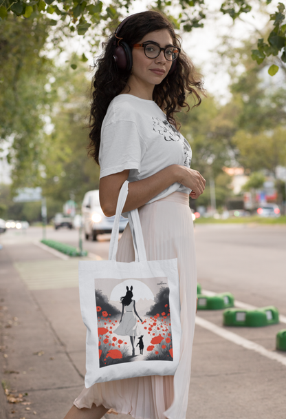 DEER LADY TOTE BAG, CANVAS TOTE FOR DAILY USE