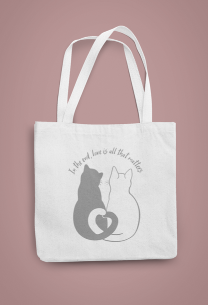 CUTE CAT IN LOVE  CANVAS TOTE BAG, BAG FOR COLLEGE, OFFICE AND TRAVEL.