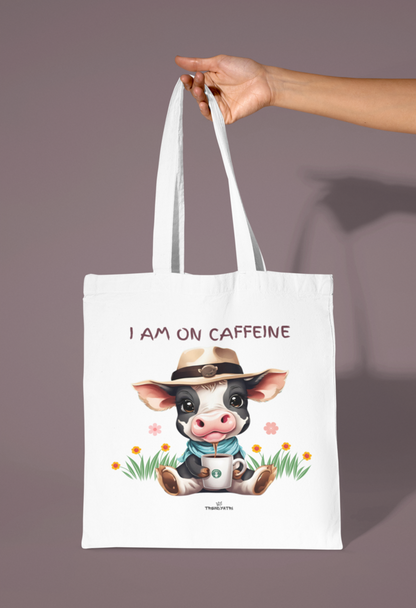CUTE COW TOTE BAG, CANVAS TOTE BAG FOR COLLEGE,WORK,GYM,SHOPPING