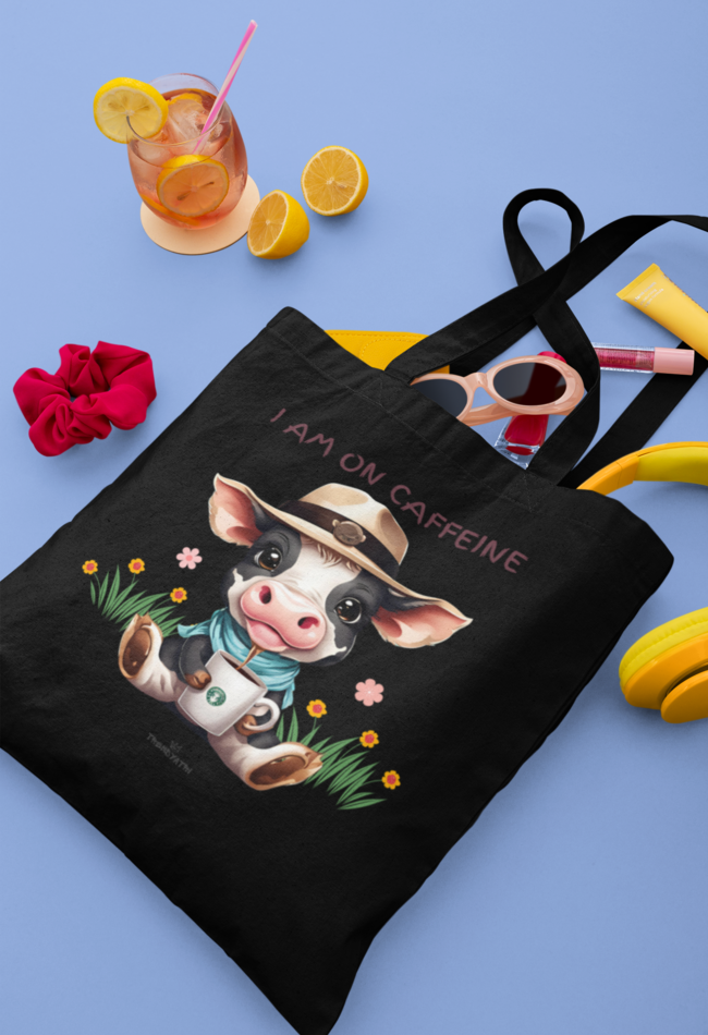 CUTE COW TOTE BAG, CANVAS TOTE BAG FOR COLLEGE,WORK,GYM,SHOPPING