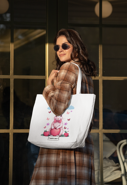RABIT DESIGN LARGE TOTE, MULTI-POCKET TOTE,